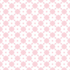 Vector ornamental seamless pattern in soft pastel colors, light pink and white. Elegant floral ornament texture, tiny geometric elements. Abstract repeat background. Design for decoration, wrapping
