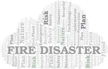 Fire Disaster typography vector word cloud.