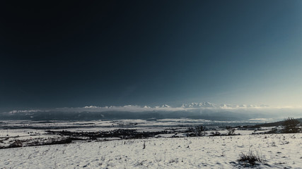 snow covered mountains