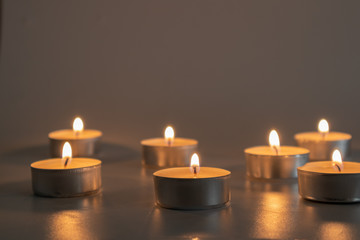 Seven little candles burning, spirituality, religious, tragic moment