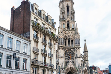 Fototapeta premium LILLE, FRANCE - October 11, 2019: Traditional Cathedral building in Lille, France