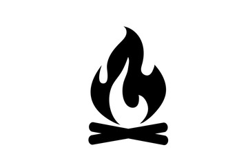 Fire flame icon. Black icon isolated on white background. Fire flame silhouette. Simple icon. Web site page and mobile app design vector element.