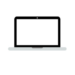 Laptop black gray icon in trendy flat style isolated on white background. Computer symbol for your web site design or logo or app or UI. Vector illustration, EPS10.