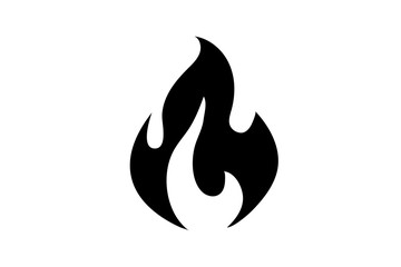 Fire flame icon. Black icon isolated on white background. Fire flame silhouette. Simple icon. Web site page and mobile app design vector element.