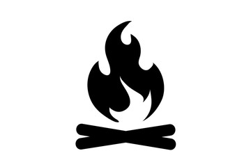 Fire flame icon. Black icon isolated on white background. Fire flame silhouette. Simple icon. Web site page and mobile app design vector element.