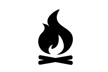 Fire flame icon. Black icon isolated on white background. Fire flame silhouette. Simple icon. Web site page and mobile app design vector element.