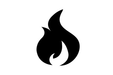 Fire flame icon. Black icon isolated on white background. Fire flame silhouette. Simple icon. Web site page and mobile app design vector element.