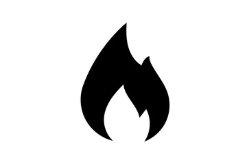 Fire flame icon. Black icon isolated on white background. Fire flame silhouette. Simple icon. Web site page and mobile app design vector element.