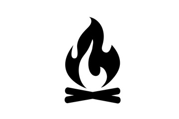 Fire flame icon. Black icon isolated on white background. Fire flame silhouette. Simple icon. Web site page and mobile app design vector element.