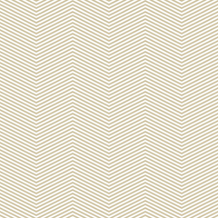 Golden chevron seamless pattern. Vector texture with thin horizontal zigzag lines, stripes. White and gold abstract geometric background. Simple modern ornament. Repeat design for decor, fabric, print