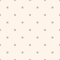 Vector minimalist floral seamless pattern. Simple abstract black and white geometric background with small flowers, tiny stars. Subtle minimal monochrome ornament. Elegant texture. Repeatable design