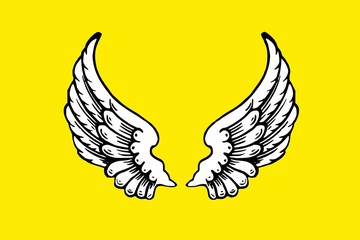 yellow background with angel wings