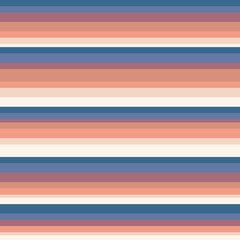 Horizontal stripes pattern. Simple vector seamless texture with thin straight lines. Modern abstract geometric striped background. Orange and blue gradient effect. Trendy repeated vintage design