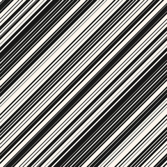 Obraz premium Black and white diagonal stripes pattern. Simple vector seamless texture with thin slanted lines, 45 degrees inclination. Abstract geometric striped background. Repeat ornament. Monochrome design