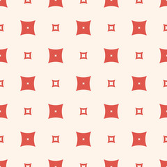 Simple minimalist vector geometric texture. Abstract seamless pattern with small red perforated squares. Funky minimal colorful background. Retro vintage fashion. Repeat design for prints, decoration