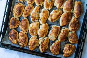 Homemade Tatar Pie Borek / Burek Cantik with Minced Meat.