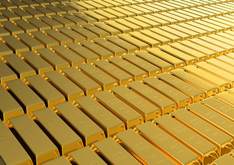 A computer generated shiny 1000 gram fine gold bar stacking