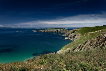 Fototapeta premium The Channel Islands in summer with good weather and greenery