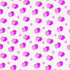 geometric seamless pattern, cute background a couple of strawberries on a pink background, vector.