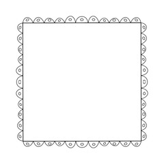 Doodle frame. Floral and geometric patterns.Black and white image.Outline drawing by hand.Vector image