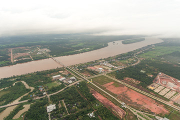 Fototapeta na wymiar Bridge over the Mekong River at three Thailand - Laos