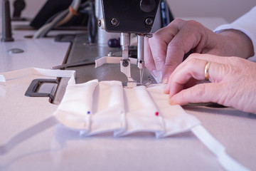 Fabrication de masques lavables pour la protection du visage contre virus du covid-19, coronavirus, allergie, épidémie et pandémie mondiale.	