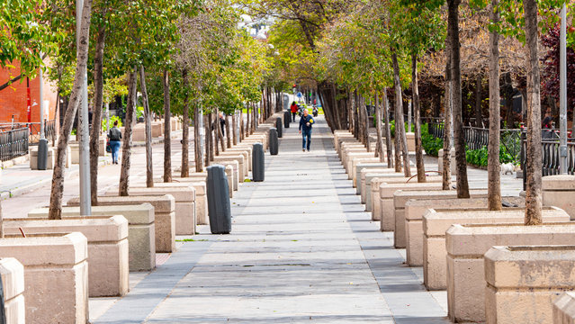 Madrid,spain-04/06/20 Empty Streets Of The Arganzuela Neighborhood In Madrid During The Covid 19 Coronavirus Pandemic