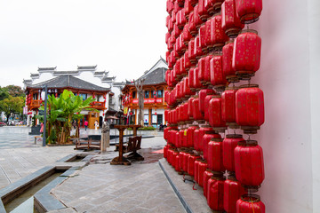 Red lanterns on the wall
