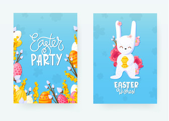 Set of decorative Easter holiday ad backgrounds.