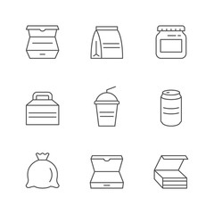 Set line icons of food packaging