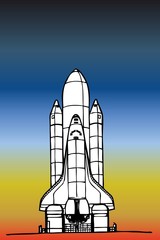 space shuttle on colorful background