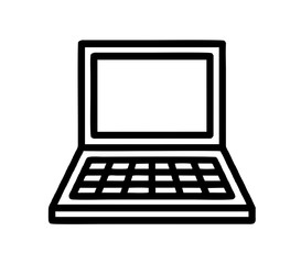 laptop in black and white isolated vector for sign, logo, apps or websites