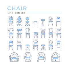 Set color line icons of chair
