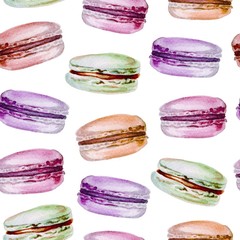 seamless pattern with colorful macaroons on white background