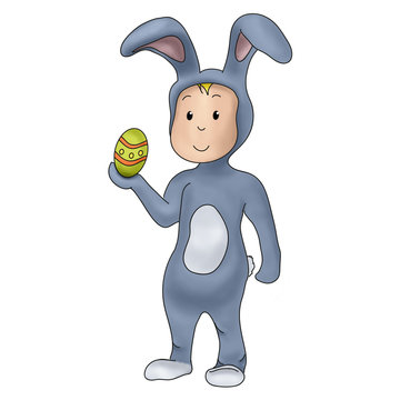 enfant d&eacute;guis&eacute; en lapin de P&acirc;ques dessin
