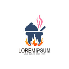 Restaurant logo design template, Soup icon, Cooking logo