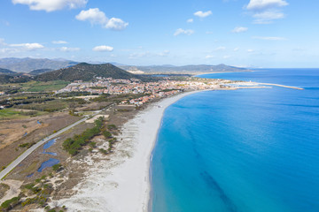aerial view of the beach of la caletta in siniscola,sardinia