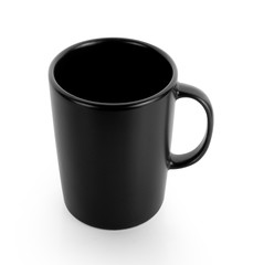 empty black cup on white background
