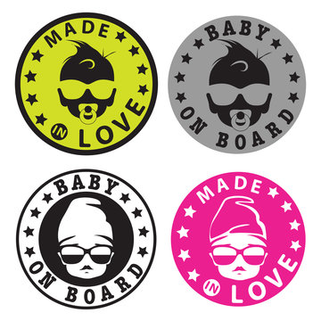 Baby on board hipster style stickers