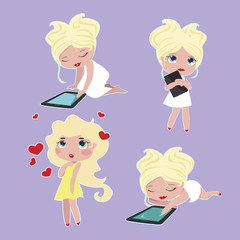 Cute girl cartoon character - 336429948