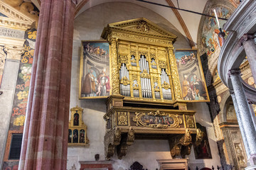 The large organ in the interior of the Duomo Cattedrale di S. Maria Matricolare cathedral in...