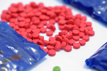 Amphetamine pills in plastic bags It's illegal.