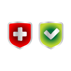 Fototapeta premium Shield badge icons set. 3D illustration of shield badge vector icons isolated on white background