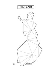 Polygonal abstract map of Finland with connected triangular shapes formed from lines. Capital of city - Helsinki. Good poster for wall in your home. Decoration for room walls.