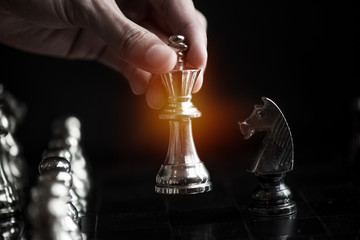 Chess fighting concept in business