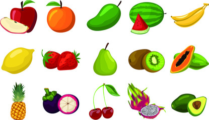 Set of fruit icons vector
