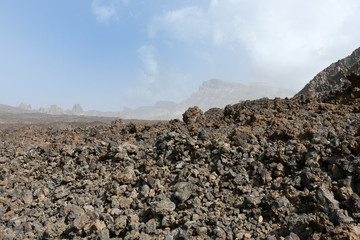 Espagne, Tenerife, vue le la caldeira, parc du El Teide et des roques de Garcia depuis la route TF21