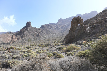 Espagne, Tenerife, vue le la caldeira, parc du El Teide et des roques de Garcia depuis la route TF21
