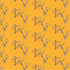 Pattern with frogs and flowers