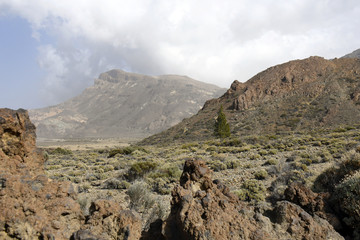 Espagne, Tenerife, vue le la caldeira, parc du El Teide et des roques de Garcia depuis la route TF21